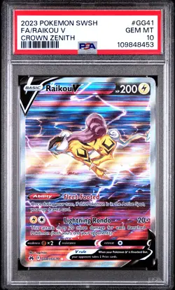 2023 Pokemon Sword and Shield Crown Zenith Raikou V #GG41 PSA 10 - Image 1