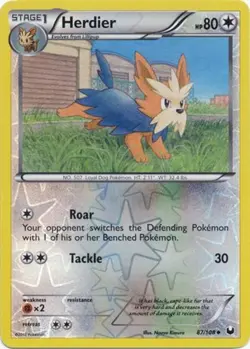 Pokemon - Herdier - 87/108 - Uncommon - Reverse Holo - BW - Dark Explorers - NM - Image 1
