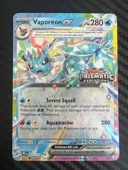 Pokemon TCG Prismatic Evolutions Vaporeon EX Stamped Promo 023/131 NM - Image 1