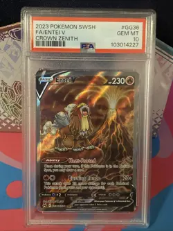 Pokemon TCG Entei V Ultra Rare GG36/GG70 Crown Zenith Galarian Gallery PSA 10 - Image 1