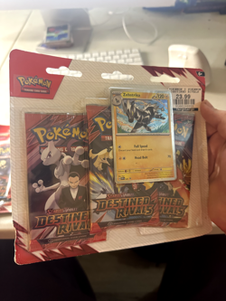 Pokemon TCG Destined Rivals Zebstrika 3-Pack Blister SV10 3 Pack New - LOT OF 2 - Image 2