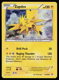 Zapdos 023/108 Holo Rare Deck Exclusives Cracked Ice Pokemon Card - Image 1