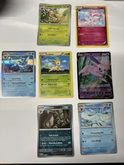 7 Eeveelution Card Lot Leafeon, Sylveon, Umbreon, Glaceon, Vaporeon, Espeon - Image 1