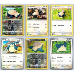 (6) Snorlax Pokemon Card Lot Reverse Holo Rare English TCG Collection Set - Image 1
