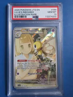 Pokemon TCG Lillie's Ribombee 164/159 Sv09: Journey Together Holo Card PSA 10 - Image 1
