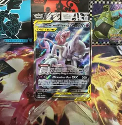 Pokemon TCG Mewtwo & Mew GX SM191 Holo Card Clean - Image 1