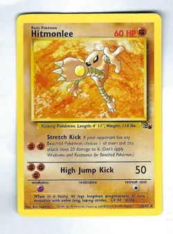 Hitmonlee 22/62 - 1999 Fossil Set Pokemon Card - Non Holo - NM/M (Never Played) - Image 1