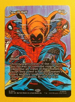 Borderless Saw in Half, MTG, Marvel's Spider-Man, Magic the Gathering, 21 - Image 1