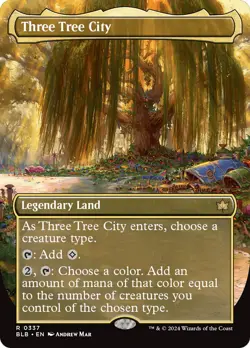 Three Tree City (Borderless) (0337) [Bloomburrow] Lightly Played Foil - Image 1