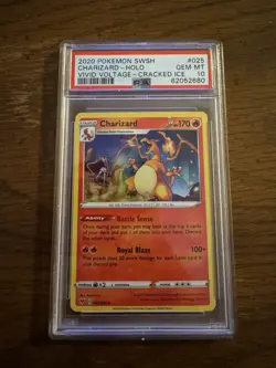 2020 Pokemon SWSH Charizard Holo PSA Gem Mint 10 Vivid Voltage Cracked Ice - Image 1