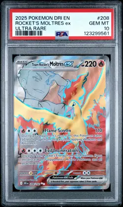2025 POKEMON DRI EN-DESTINED RIVALS ULTRA RARE TEAM ROCKET'S MOLTRES EX PSA 10 - Image 1