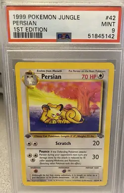 1999 Pokemon Jungle PERSIAN #42 and Fossil TENTACRUEL #44 1st Edition PSA 9 MINT - Image 2