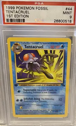 1999 Pokemon Jungle PERSIAN #42 and Fossil TENTACRUEL #44 1st Edition PSA 9 MINT - Image 3