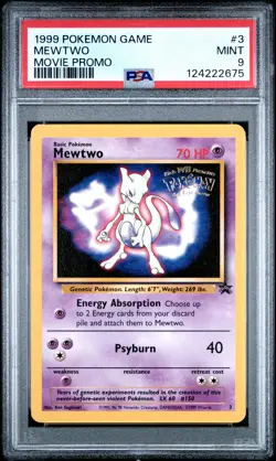 1999 POKEMON GAME MOVIE PROMO #3 MEWTWO PSA 9 - Image 1