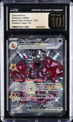 2024 POKEMON BLACK STAR PROMOS PALDEAN FATES TIN CHARIZARD EX CGC 10 PRISTINE - Image 1