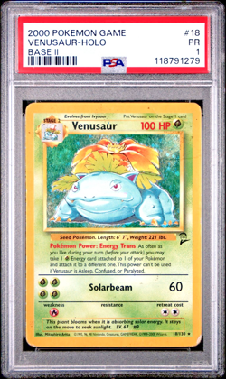 PSA 1 PR 2000 Base Set 2 II Venusaur 18/130 Holo Foil Rare Pokemon WOTC - Image 1