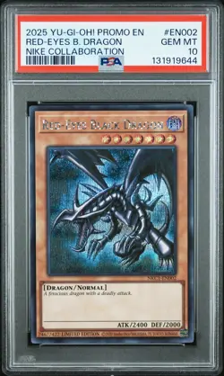 2025 YU-GI-OH! NIKE COLLABORATION PROMO #EN002 RED-EYES BLACK DRAGON PSA 10 - Image 1