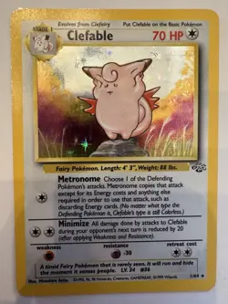 Pokemon TCG Clefable Holo Unlimited Rare Card 5/130 Jungle - Image 1