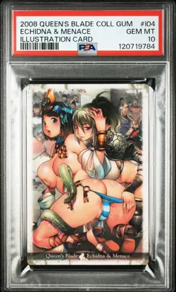 2008 QUEEN'S BLADE COLL CARD GUM ILLUSTRATION CARD #I04 ECHIDNA & MENACE PSA 10 - Image 1