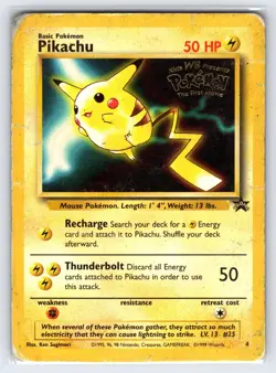 Pikachu #4 1999 Black Star Promo Pokemon Movie Pokemon Card Vintage - Hp - Image 1