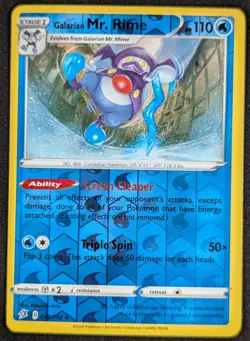 Galarian Mr. Rime 2020 Rebel Clash Reverse Holo Rare Pokemon Card 038/192 (NM) - Image 1