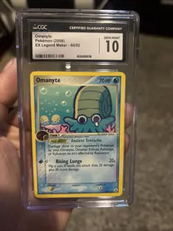 Pokemon Card Omanyte 60/92 2006 Legend Maker CGC 10 Gem Mint - Image 1
