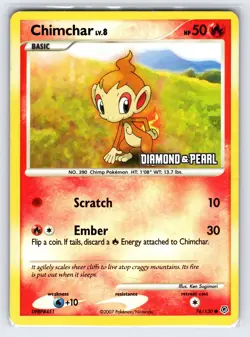 Chimchar 76/130 Diamond & Pearl Base Pokemon Card Reverse Holo Stamped Promo Mp - Image 1