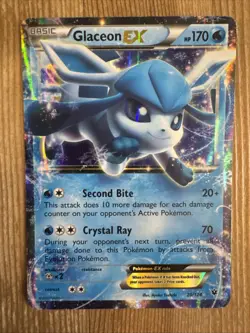 Pokemon TCG - Glaceon EX 20/124 Ultra Rare Holo Card XY Fates Collide DMG - Image 1