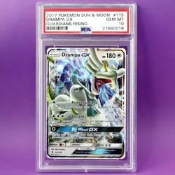 2017 Pokemon DRAMPA GX #115 Sun & Moon Guardians Rising PSA 10 Gem Mint POP 99 - Image 1