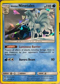 Alolan Ninetales Cracked Ice Holo Rare - 28/147 - Burning Shadows Pokemon 2017 - Image 1