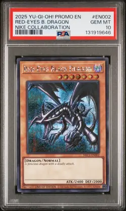 2025 YU-GI-OH! NIKE COLLABORATION PROMO #EN002 RED-EYES BLACK DRAGON PSA 10 - Image 1