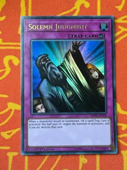 YUGIOH SOLEMN JUDGMENT ULTRA RARE 1ST EDITION NM BLRR-EN100 - Image 1