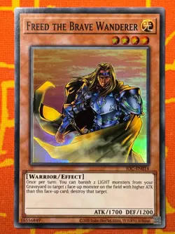 YUGIOH FREED THE BRAVE WANDERER SUPER RARE NEAR MINT IOC-EN014 25TH ANNIVERSARY - Image 1