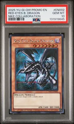 2025 YU-GI-OH! NIKE COLLABORATION PROMO #EN002 RED-EYES BLACK DRAGON PSA 10 - Image 1