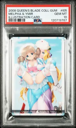 2008 QUEEN'S BLADE COLL CARD GUM ILLUSTRATION CARD #I05 MELPHA & YMIR PSA 10 - Image 1