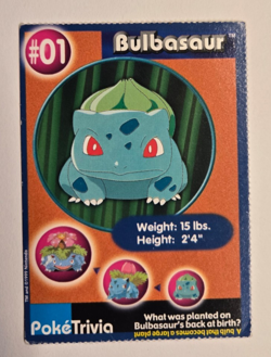 Pokemon - 1999 Burger King PokeTrivia Promo Card - Bulbasaur #01 LP - Image 1