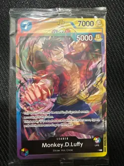 Sealed One Piece Rainbow Monkey D Luffy leader card w Luffy p-043 and Garp Don - Image 1