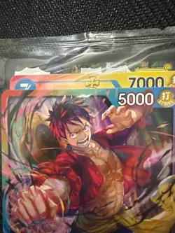 Sealed One Piece Rainbow Monkey D Luffy leader card w Luffy p-043 and Garp Don - Image 2