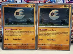 (Set Of 2) Pokemon Mega Evolution Holo Holographic Card - Lunatone (074/132) - Image 1