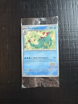 Sealed Pokemon TCG Feraligatr and Pikachu Illustration Contest 2024 Promo Card - Image 1