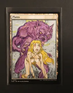 Full Plains Altered Art Hand Painted MTG Magic the Gathering Anime Girl - Image 1