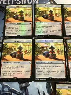 Magic the Gathering/MTG - 9 Foil Treasure Tokens - 0002 - Ixalan Jurassic Park - Image 2