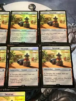 Magic the Gathering/MTG - 9 Foil Treasure Tokens - 0002 - Ixalan Jurassic Park - Image 3