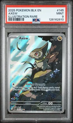 Pokemon Axew Holo TCG Sv: Black Bolt Illustration Rare Card 145/086 PSA 9 - Image 1