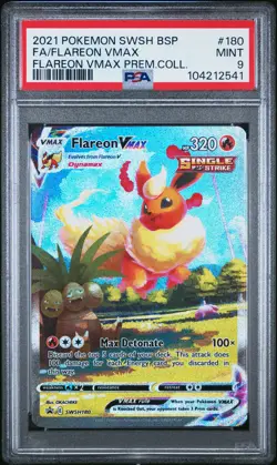 2021 POKEMON SWSH BLACK STAR PROMO #180 FULL ART/FLAREON VMAX PSA 9 - Image 1