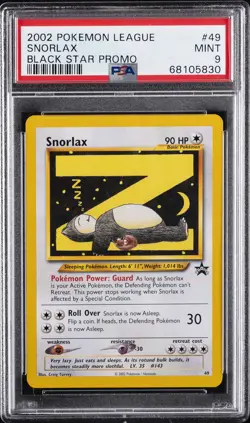 2002 POKEMON LEAGUE PROMO BLACK STAR #49 SNORLAX PSA 9 - Image 1