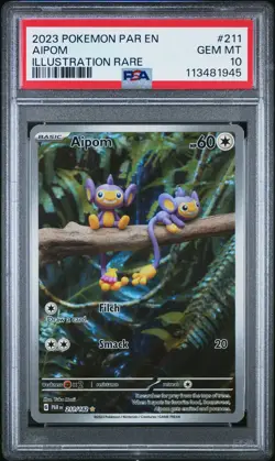 2023 POKEMON PAR EN-PARADOX RIFT ILLUSTRATION RARE #211 AIPOM PSA 10 - Image 1
