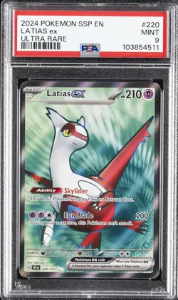 2024 POKEMON SSP EN-SURGING SPARKS ULTRA RARE #220 LATIAS EX PSA 9 - Image 1