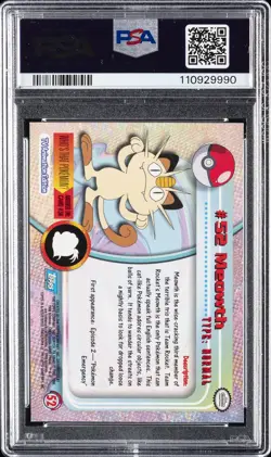 1999 TOPPS POKEMON TV RAINBOW FOIL #52 MEOWTH PSA 9 - Image 2