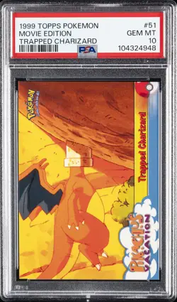 1999 TOPPS POKEMON THE MOVIE EDITION TRAPPED CHARIZARD #51 MOVIE EDITION PSA 10 - Image 1